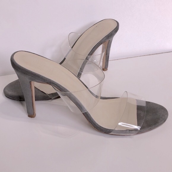RAYE x Stone Cold Fox ‘Bacall’ Vinyl Strap Open Toe Heels in Smoke Grey - Picture 3 of 10